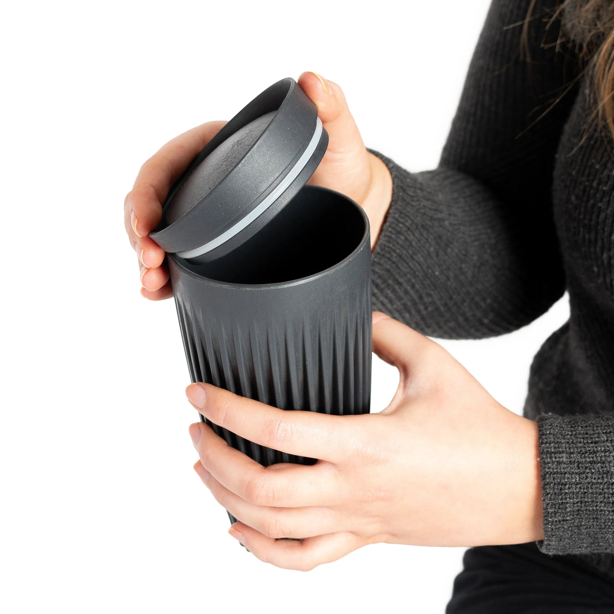 Huskee Reusable 16oz Coffee Cup with Lid - Charcoal