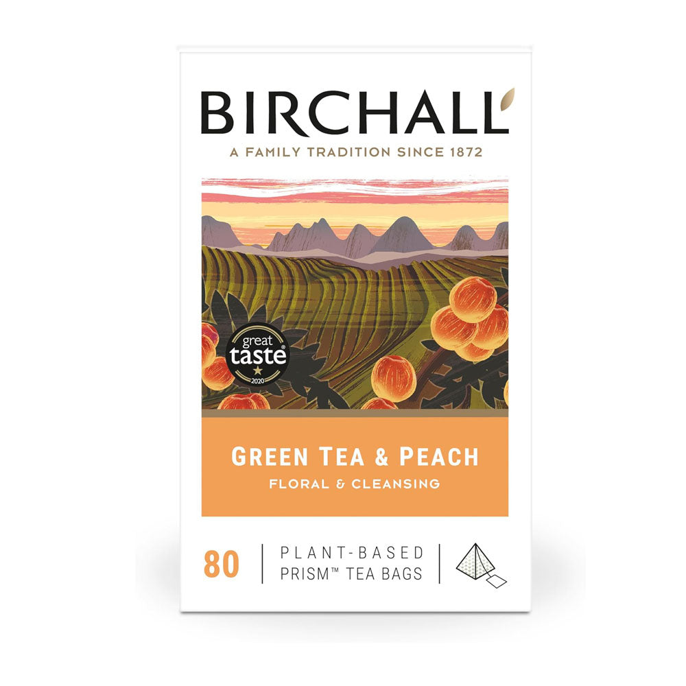 Birchall Plant-Based Prism Tea Bags 80pcs - Green Tea & Peach — Wholesale