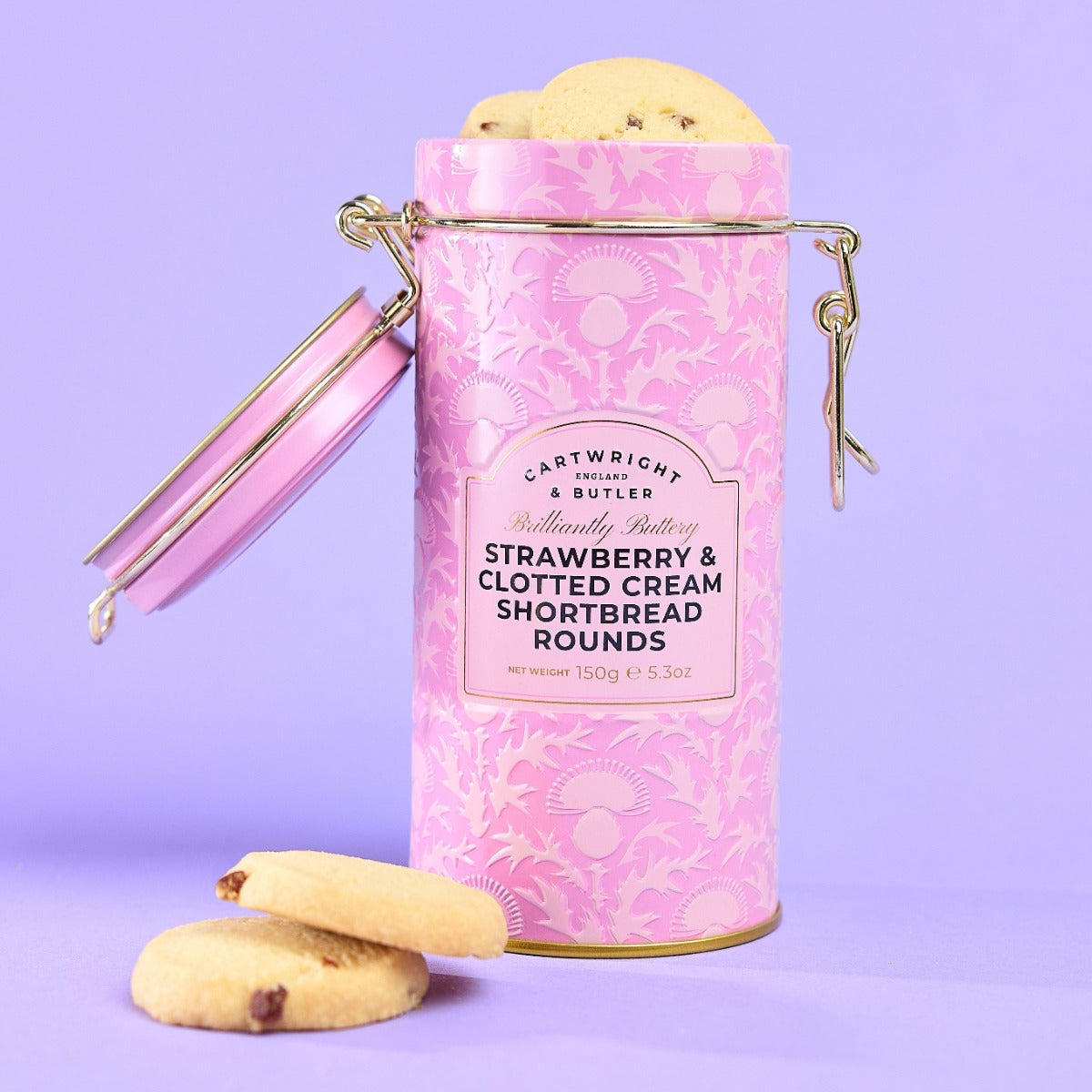 Cartwright & Butler Strawberry and Clotted Cream Shortbreads in Tin — Wholesale