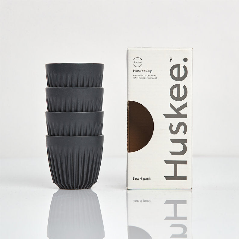 Huskee Reusable 3oz Espresso Coffee Cups 4 Pack - Charcoal