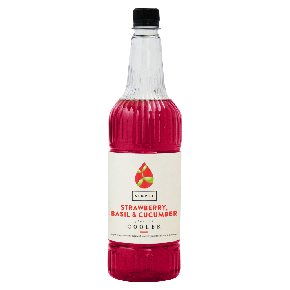 Simply Strawberry, Basil & Cucumber cooler syrup, 1L bottle