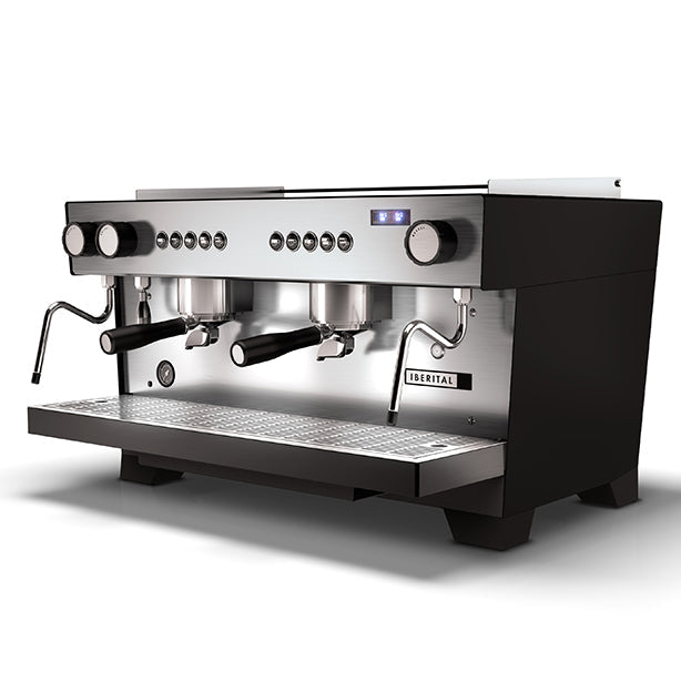 Espresso machine with 'IBERITAL' branding on a white background