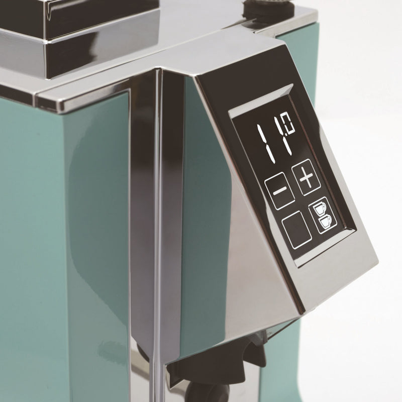 Commercial Eureka Mignon Specialita Coffee Grinder - Tiffany Blue/Chrome