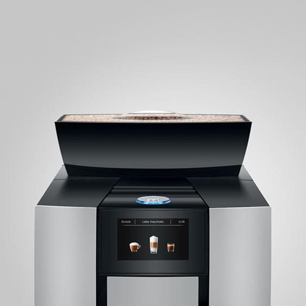 JURA GIGA X3c coffee machine with 150-cup capacity, ceramic disc grinder, and customizable settings. Perfect for large offices and hospitality venues