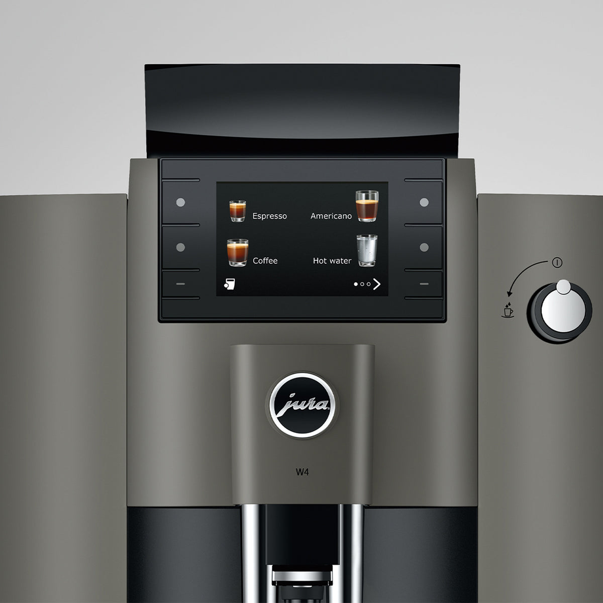 Front view of the JURA W4 Professional bean-to-cup coffee machine.
