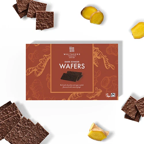 Whitakers Dark Chocolate Ginger Wafer Thins 150g — Wholesale