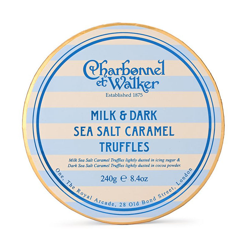 Charbonnel et Walker truffles packaging with blue and beige design