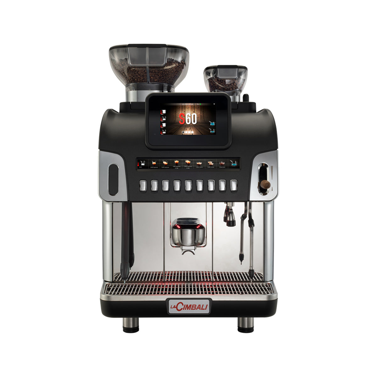 La Cimbali S60 high-capacity bean-to-cup coffee machine, ideal for busy cafés, restaurants, and large venues. Features a 10.4-inch touchscreen, advanced hot and cold milk foam technology, and customisable options. Built for efficiency and durability, it delivers consistent, barista-quality coffee for high-demand environments