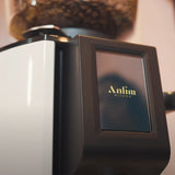 Close-up of a high-end electronic device with a brand logo on a blurred background
