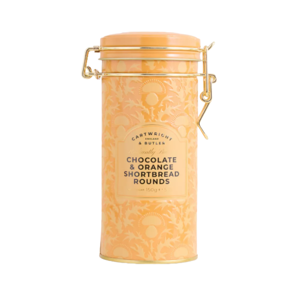 Cartwright & Butler Chocolate & Orange Shortbread Rounds in Tin — Wholesale