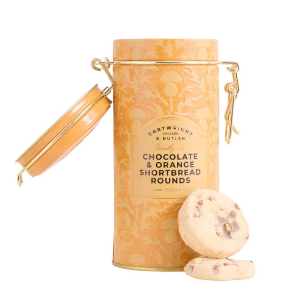 Cartwright & Butler Chocolate & Orange Shortbread Rounds in Tin — Wholesale