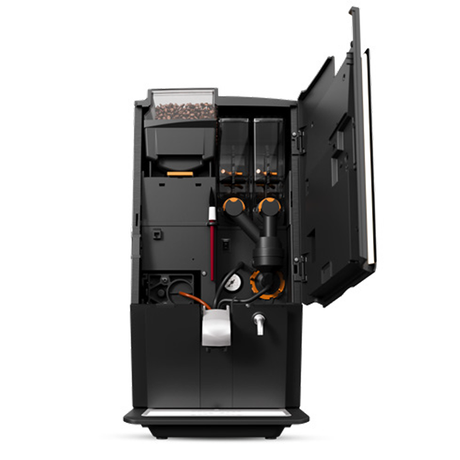 Bravilor Esprecious 21L Bean-to-Cup Coffee Machine – robust design with large 21L water tank, dual canisters for coffee beans and instant ingredients, easy-to-use touchscreen, and automatic rinsing program. Suitable for high-volume environments with up to 210 cups per day.