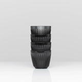 Featuring the same iconic fins as HuskeeCup, Renew is made from a trademarked Co-polyester, has a glass-like appearance, and is made from 50% post-consumer recycled material.   The 6oz is considered a small size in most cafes and is suitable for cappucinos, long blacks, flat whites or sparkling water.   6oz Renew Cup in a pack of 4.   Compatible with Classic Renew Saucer.