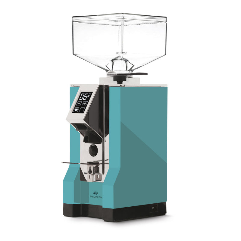 Commercial Eureka Mignon Specialita Coffee Grinder - Tiffany Blue/Chrome