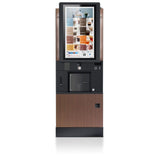 Multifunctional kiosk with digital display and payment terminal on a white background