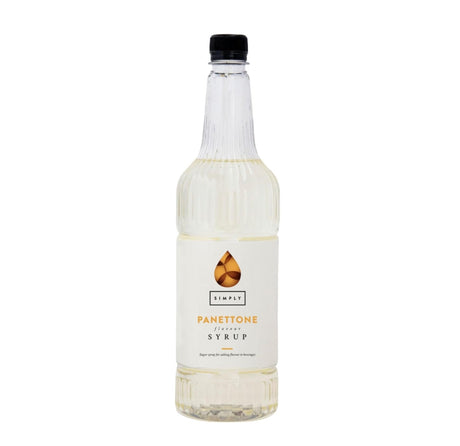 Bottle of Panettone flavor syrup on a white background
