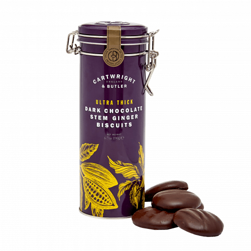 Cartwright & Butler Ultra Thick Dark Chocolate Ginger Biscuits Tin — Wholesale