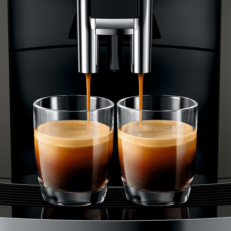 Jura W8 Bean-to-Cup Coffee Machine with a sleek design, 3.5-inch colour TFT display, Fine Foam Frother, and Professional Aroma Grinder for high-quality espresso and milk-based drinks.