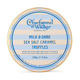 Charbonnel et Walker truffles packaging with blue and beige design