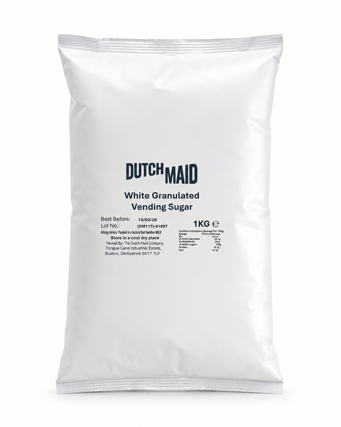Dutch Maid white granulated vending sugar, 1kg bag