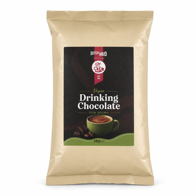 Dutch Maid vegan hot chocolate vending powder with 25% cocoa, 1kg bag