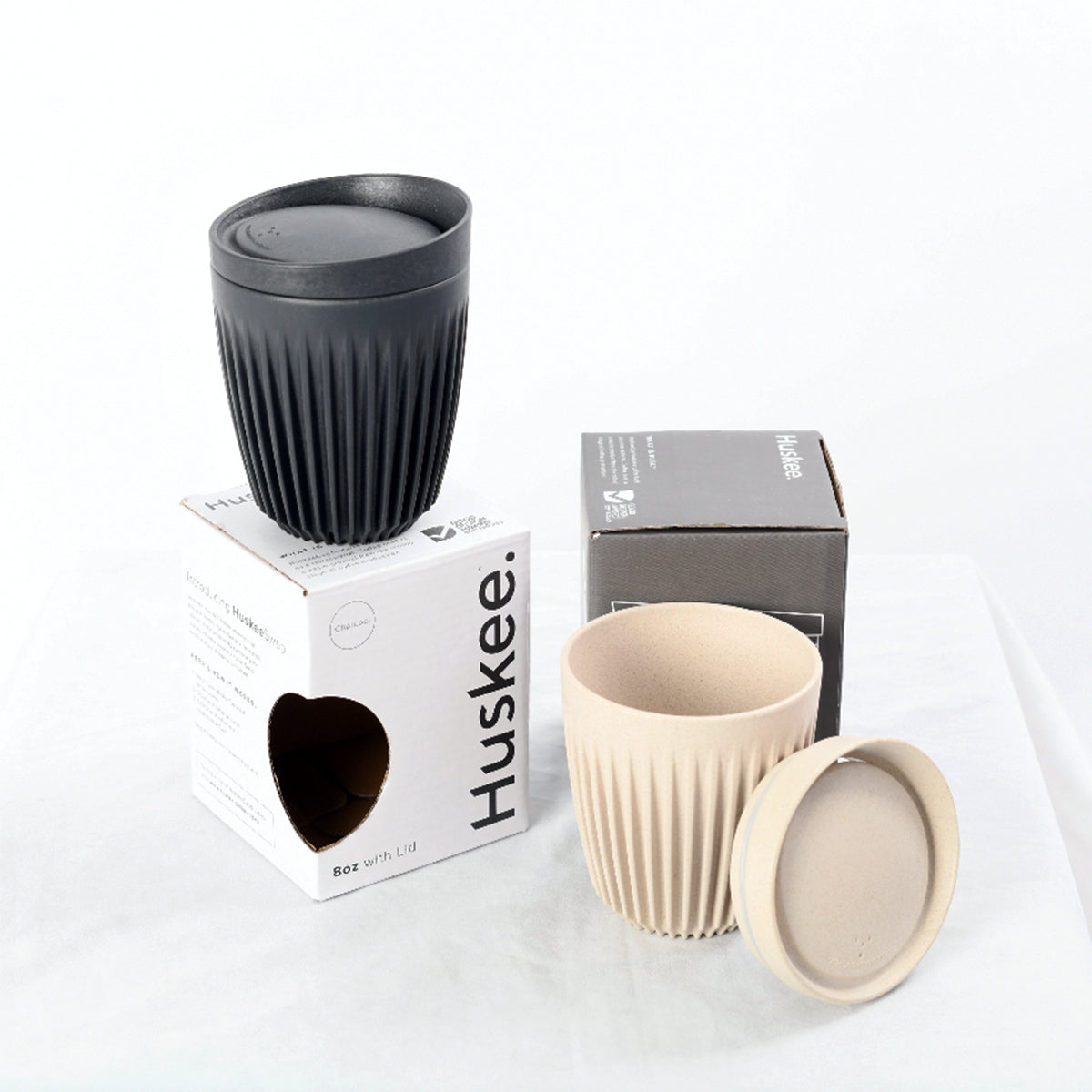 Huskee, Huskee Reusable 8oz Coffee Cup with Lid - Natural, Redber Coffee