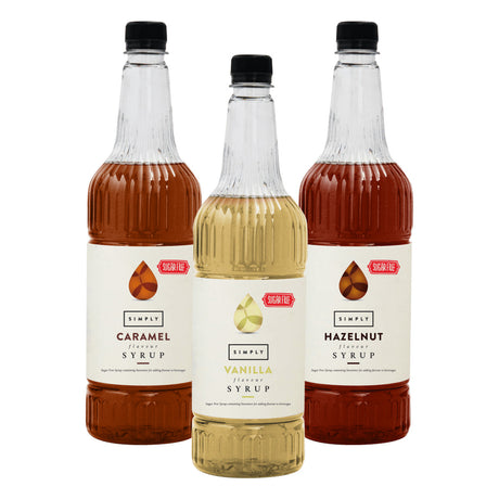 IBC, Simply 1L - Sugar Free Syrup Selection - Caramel, Vanilla & Hazelnut, Redber Coffee