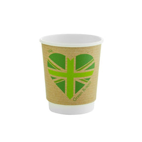 Vegware, Vegware Compostable Coffee Cups Double Wall 230ml / 8oz - Green Britain (Pack of 500), Redber Coffee